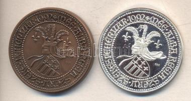 Fritz Mihály (1947-) / Szabó Géza (1939-) 1992. "MÉE Székesfehérvár - Károly Róbert" Ag(0.900)/35,83g és Br emlékérem (42,5mm) pár T:PP,1