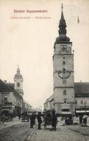 Nagyszombat Franz Joseph square, town tower, Adriai insurance office, Cafe, the shops of Steinitz and Bauer Károly (EK)