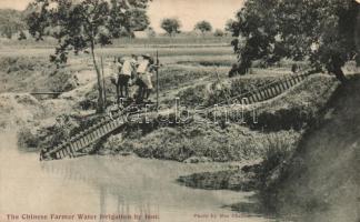 The Chinese Farmer Water Irrigation by foot