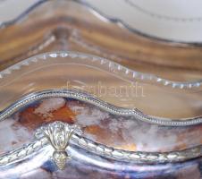 Cca 1900 WMF ezüstözött kínáló kosár az eredeti üvegével, apró lepattanással, jelzett, h:42 cm, m:17...