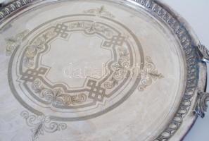 1900 GAB.NS svéd ezüstözött hatalmas füles tálca, jelzett, d:50 cm