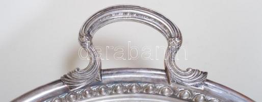 1900 GAB.NS svéd ezüstözött hatalmas füles tálca, jelzett, d:50 cm