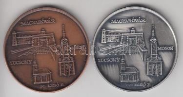 Lebó Ferenc (1960-) 1989. "Mosonmagyaróvár 50 éves" fém és Br emlékérem (42,5mm) pár T:1