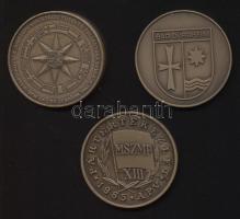 3db különböző Br emlékérem (42,5mm) T:1