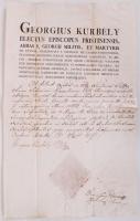 1807/1808 2db egyházi okirat Kurbély György (1755-1821) megyéspüspök és Kovalik János (1770-1821) ké...