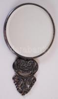 Cca 1910 dán ezüstözött kézi mini tükör, jelzett, jó állapotban, m:11 cm, d:7 cm /denmark silver pla...
