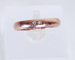 1958 után 9K arany (Au) karikagyűrű 2db kővel, orosz jelzéssel /  9ct gold ring with stones, hallmarked by the USSR, s: 58, br: 3gr