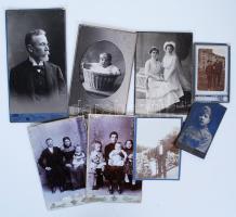 cca 1900 8db keményhátú fotó, közte kadét portréja /  Vintage photos