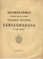 1914 Szatmár-Németi szabad kir. város villamos művénel zárszámadása