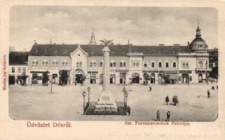 Dés St Ferenc palace, pharmacy, bank, the shops of Ignác Klein and Ágoston Behák, Mihály Bakó hairdresser