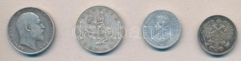 4db különféle ezüstpénz Oroszország, Ausztria, Nagy-Britannia, Ausztrália összesen 16,48g T:2,3
4 di...