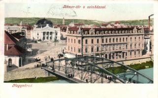 Nagyvárad Bémer square theatre, the shops of Ignác Kovács and Neumann (Rb)