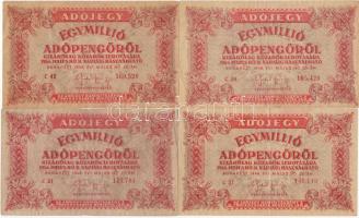 1946. 1000.000Adóp. hatjegyű sorszámmal, vízjeles papíron, fordított címerrel (4x) T:III,III/IV