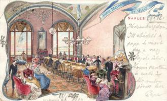 Naples Hotel Metropole interior litho (EB)