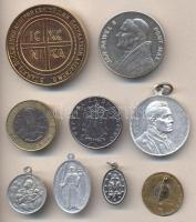 Kis vallási témájú tétel, közte emlékérmek, medálok, pénzek, kitűzők, összesen 9db klf, közte 1994. ...