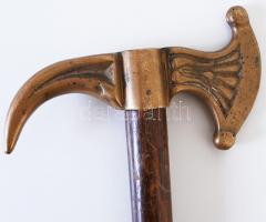 cca 1930 Rézfejű, gombos, sarkantyús fokos / 
Axe with brass head, 100cm