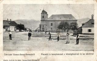 Garamszentkereszt Market square, church (EK)