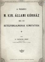 1903 A Pozsonyi M. kir. Állami Kórház betegforgalmának kimutatása; Angermayer Károyl nyomdája