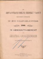 1901 Az Árva-völgyi Helyi Érdekú Vasút Rt. üzletjelentése magyar és német nyelven; Zeisler M. nyomdája Budapest