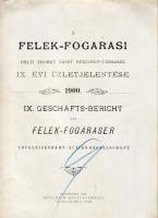 1901 A Felek Fogarasi Helyi Érdekú Vasút Rt. üzletjelentése magyar és német nyelven; Zeisler M. nyomdája Budapest