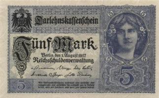 Német Birodalom 1908-1920. 2M, 5M, 10M, 100M, 1000M (2x) T:II,II-
German Empire 1908-1920. 2 Mark, 5...