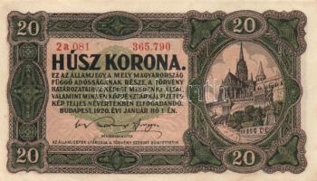 1920. 10f + 20f + 10K + 20K + 100K "Orell Füssli Zürich" T:I,II,III