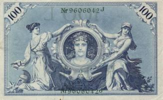 Német Birodalom/Császárság 1908. 100M zöld pecsét és sorszám T:II + Románia 1920. 5L + 1943. 5000L T...