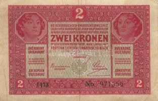 1917. 2K "Citta Di Fiume" bélyegzéssel és körbélyegzéssel T:III