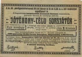 1915. "A CS.kir. penzügyministeriumnak...engedélyezett és Burgneustadti Kusmanek Hermann... Úr ...