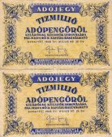 1946. 10.000.000Adóp. vízjeles papíron, fordított címerrel (2x) T:II/III,III/IV