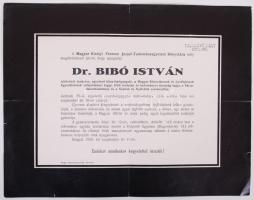 1935 Bibó István apjának Bibó István könyvtárigazgatónak halotti értesítője