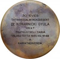 1933. "Karpathen Verein" ezüstözött és zománcozott emlékplakett adományozói dísztokban, há...