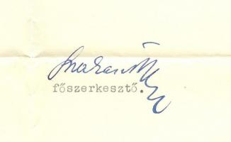 Szakasits Árpád későbbi köztársasági elnök, aláírása a Népszava főszerkesztőjeként