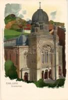 Karlovy Vary synagogue litho, artist signed