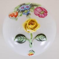 Herendi, mini bonbonier apró rózsával, jelzett, (apró lepattanások a virág szirmán) / Handpainted He...