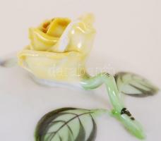 Herendi, mini bonbonier apró rózsával, jelzett, (apró lepattanások a virág szirmán) / Handpainted He...