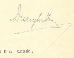 1933 Hivatalos levél a pénzügyminiszteri államtitkár aláírásával