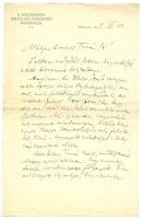 1912 Eisler Mátyás orientalista, kolozsvári főrabbi saját kézzel írt levele 1,5 beírt oldal