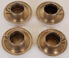 4db alpakka kávéscsésze aljjal / 
Nickel silver coffee cups with saucers