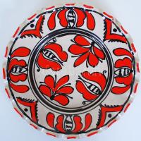 Korondi festett, mázas dísztányér /  Ceramic plate, d: 26cm