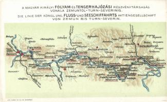 Magyar Kir. Folyam- és Tengerhajózási Rt. Zimony-Szörényvár, térkép / map