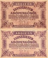 1946. 100.000Adóp. (2x) mindkettő hátoldalán erősen elcsúszott szöveggel T:II