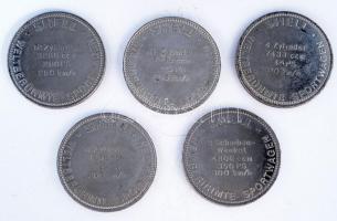 5db SHELL benzinkút által adományozott fém reklámérme különféle sportautós motívumokkal vegyes állap...