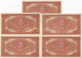 1920. 2K 5db egymásutáni sorszámokkal "köztes pontos" variáns T:I
