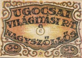 Nagyszőllős 1919. "Ugocsai Világítási Rt." értékjegy 50f, 1K, 2K, 3K, 5K T:I