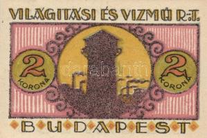 Budapest 1920. "Világítási és Vízmű R.T." Utalványa 20f, 50f, 1K, 2K, 5K, 10K T:I