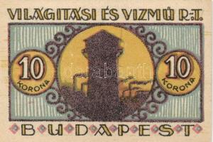 Budapest 1920. "Világítási és Vízmű R.T." Utalványa 20f, 50f, 1K, 2K, 5K, 10K T:I