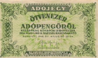 1946. 9db különféle adópengő bankjegy T:I-,II,III