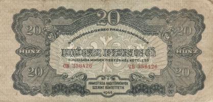 1944. 1P + 5P + 10P + 20P + 50P + 100P "Vöröshadsereg Parancsnoksága" sor T:II,II-,III