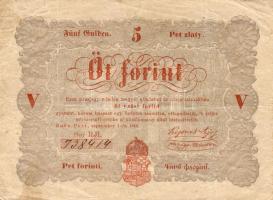 1848. 5Ft vörösbarna T:II/III